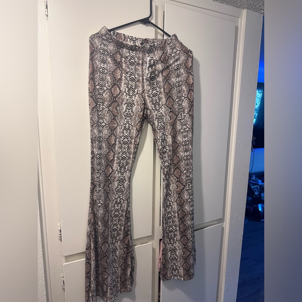 Snakeprint flare pants
